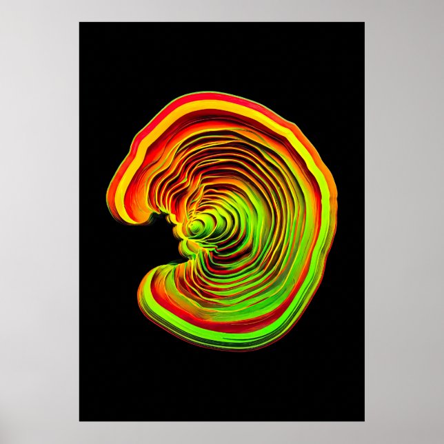 Vibrant Neon Thermal Topography Abstract 3D Poster (Framsidan)