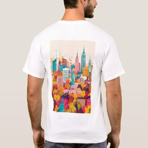 Vibrant New York City Skyline Flat Vector Art T-Sh T Shirt