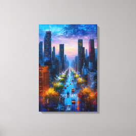 Vibrant Night Cityscape Canvas Print