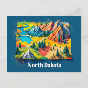 Vibrant North Dakota Ligcape Art Färgbeläggning Helg Vykort