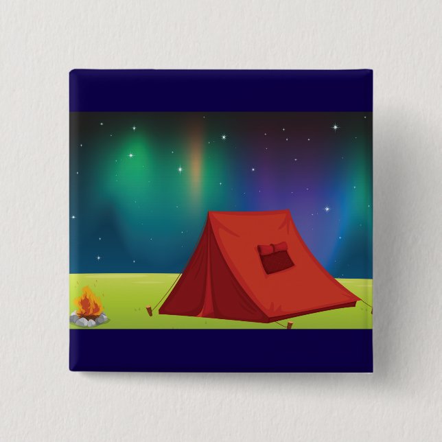 Vibrant Northern Lights Camping Tent Night Knapp (Framsida)