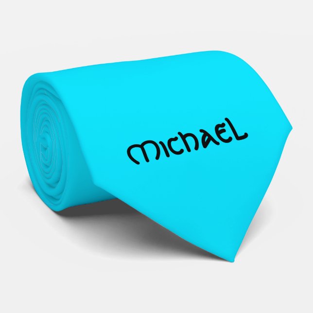 Vibrant nyfluorescerande blå celtic Namn Slips (Rullad)