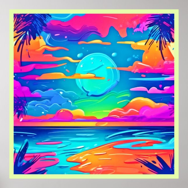 Vibrant nysolnedgång över Vinkara havet Poster (Framsidan)
