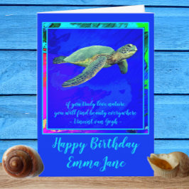 Vibrant Ocean Blue Sea Turtle Grattis på födelseda Kort