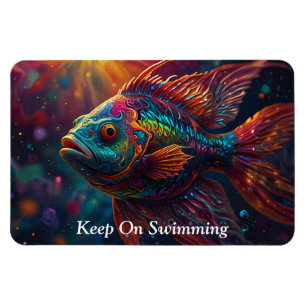 Vibrant Ocean Life: Färgfull fisksimning Magnet