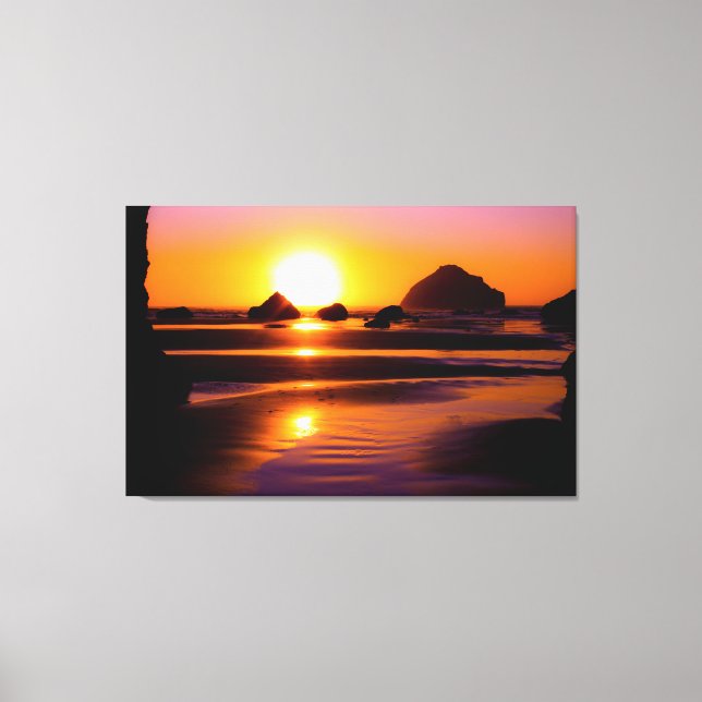 Vibrant Ocean Sunset Canvas Wall Art (Framsida)
