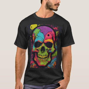Vibrant och Edgy Psychedelic Skull T Shirt
