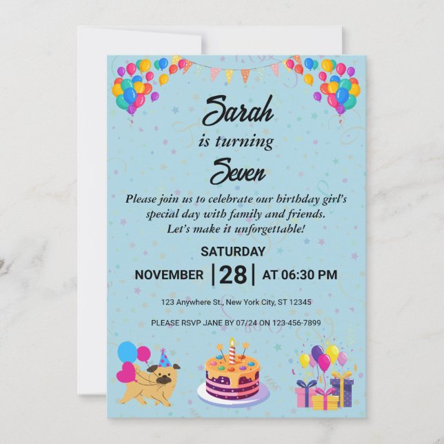 Vibrant och festlig födelsedagstfirande Inbjudan (Framsida)