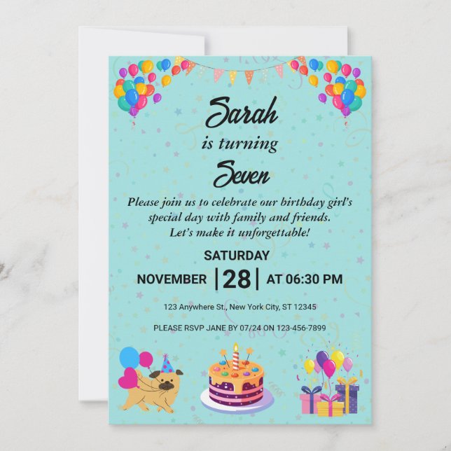 Vibrant och festlig födelsedagstfirande Inbjudan (Framsida)