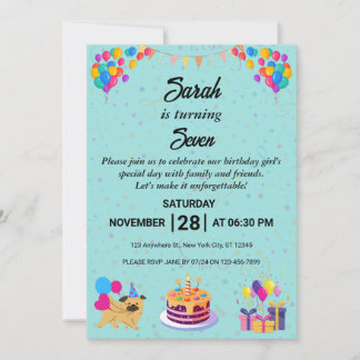 Vibrant och festlig födelsedagstfirande Inbjudan