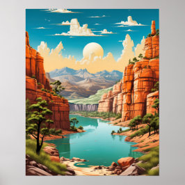 Vibrant och Retro Grand Canyon Art Poster