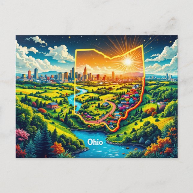 Vibrant Ohio Ligcape Art | Färgstark oust Helg Vykort (Framsida)