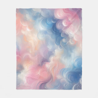 Vibrant Oil Pastel Rosa Blue Abstrakt Art Fleecefilt