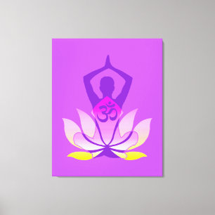 Vibrant OM Namaste Andlig Lotus Flower Yoga Canvastryck