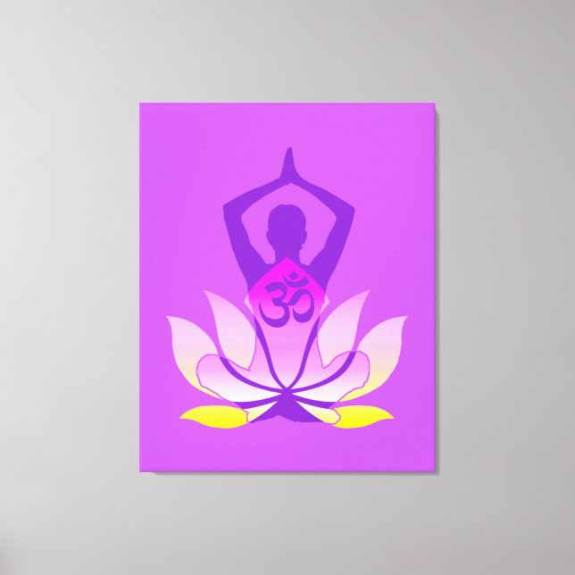 Vibrant OM Namaste Andlig Lotus Flower Yoga Canvastryck (Framsida)