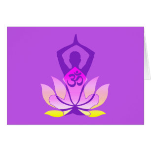 Vibrant OM Namaste Andlig Lotus Flower Yoga Hälsningskort