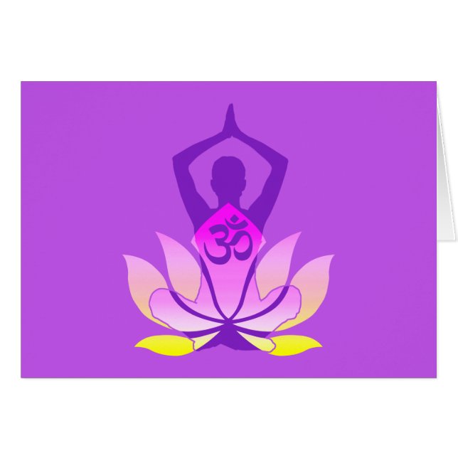 Vibrant OM Namaste Andlig Lotus Flower Yoga Hälsningskort (Framsidan Horizontal)
