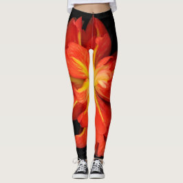 Vibrant Orange Begonia Macro Leggings