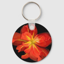 Vibrant Orange Begonia Macro Nyckelring