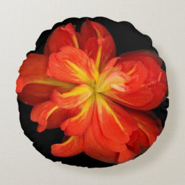 Vibrant Orange Begonia Macro Rund Kudde