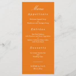 Vibrant Orange Bröllop Menu Meny