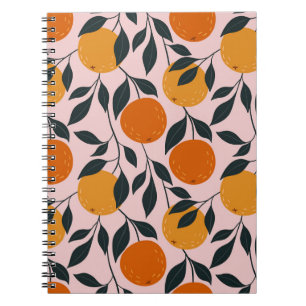 Vibrant Orange Citrus Seamless Mönster Anteckningsbok