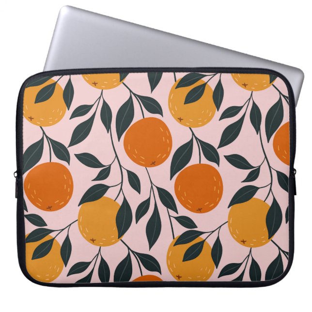 Vibrant Orange Citrus Seamless Mönster Laptop Fodral (Framsidan)