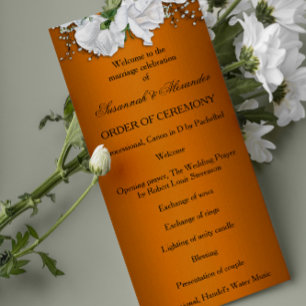 Vibrant Orange Elegant Ro Bröllop Program