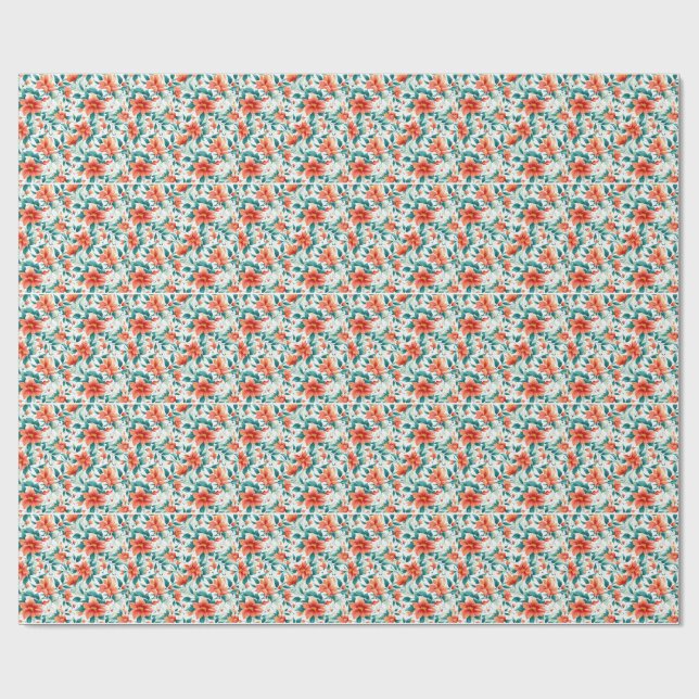 Vibrant Orange Floral Garden Pattern - Elegant Tea Presentpapper (Platt)
