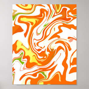 Vibrant Orange Fluid Abstrakt Poster