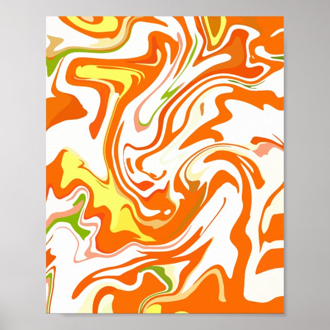 Vibrant Orange Fluid Abstrakt  Poster (Framsidan)