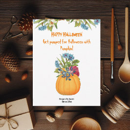 Vibrant Orange Halloween Pumpkin Watercolor Flora