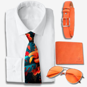 Vibrant Orange Hawaiian mönster Slips