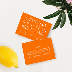 Vibrant Orange kommer du att bli min Bridesmaid Fr Inbjudningar