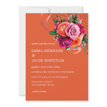 Vibrant Orange och Rosa ros Blommigt