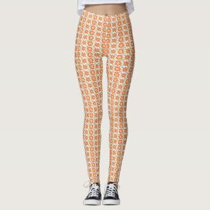 Vibrant Orange och vit strimlad bakgrund med Leggings