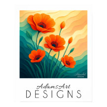 Vibrant Orange Poppies Modern botaniska konst