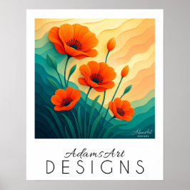Vibrant Orange Poppies Modern botaniska konst Poster