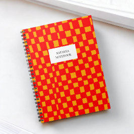 Vibrant Orange Red Checkerboard Mönster Stationery Anteckningsbok