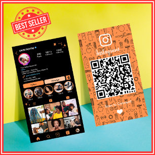 Vibrant Orange Salon Instagram Social QR Visitkort