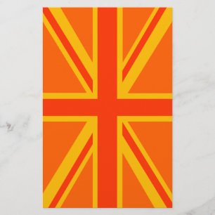 Vibrant Orange Union Jack British Flagga Swag Brevpapper