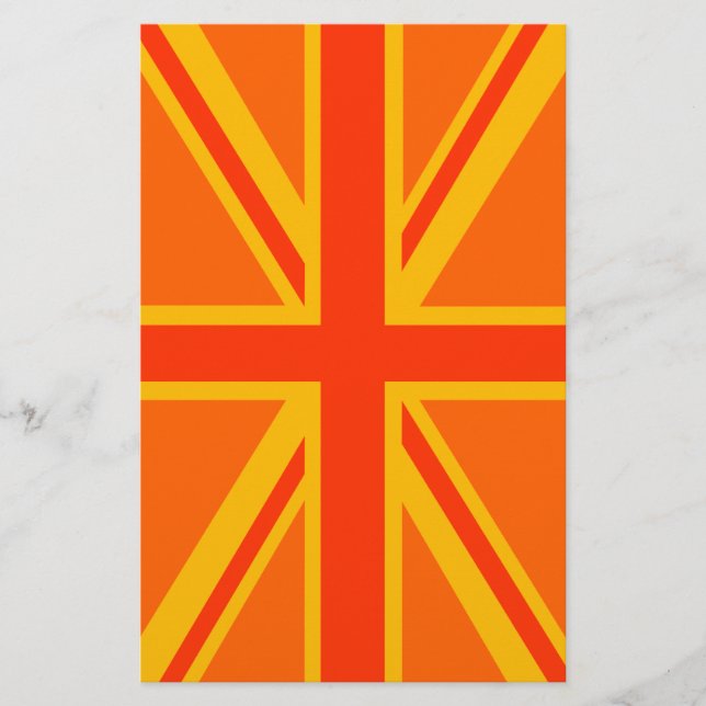 Vibrant Orange Union Jack British Flagga Swag Brevpapper (Framsida)
