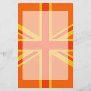 Vibrant Orange Union Jack British Flagga Swag Brevpapper