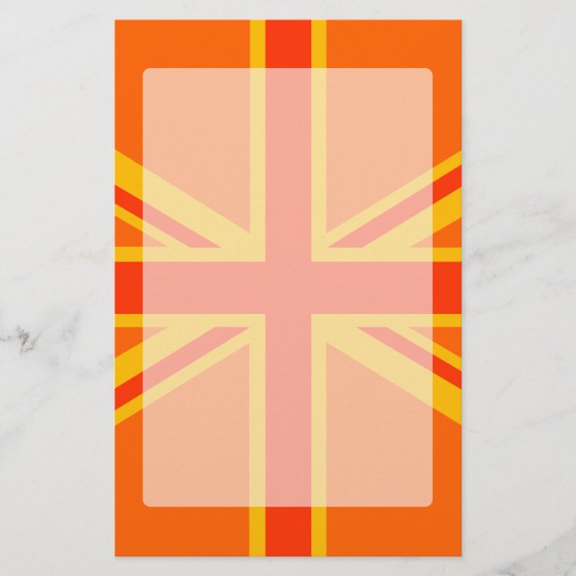 Vibrant Orange Union Jack British Flagga Swag Brevpapper (Framsida)