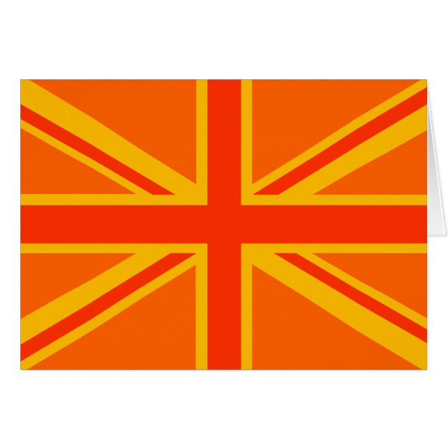 Vibrant Orange Union Jack British Flagga Swag Hälsningskort (Framsidan Horizontal)