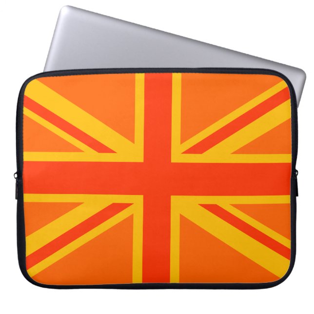 Vibrant Orange Union Jack British Flagga Swag Laptop Fodral (Framsidan)