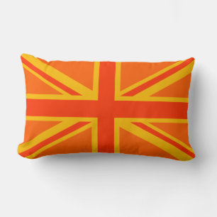 Vibrant Orange Union Jack British Flagga Swag Lumbarkudde