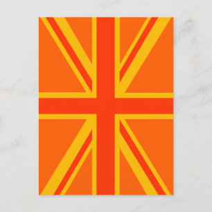 Vibrant Orange Union Jack British Flagga Swag Vykort