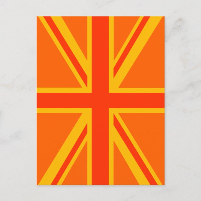Vibrant Orange Union Jack British Flagga Swag Vykort (Framsida)