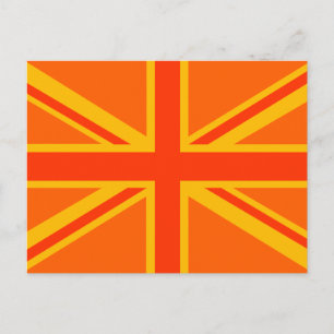 Vibrant Orange Union Jack British Flagga Swag Vykort